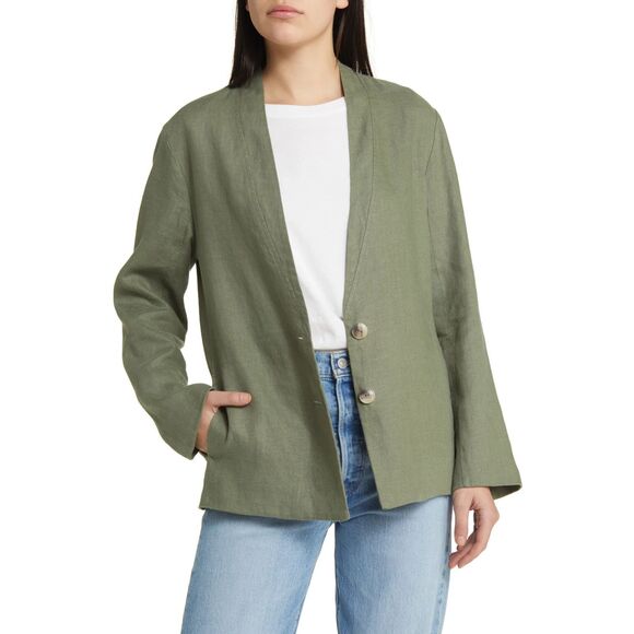 New Xirena Layla  Linen Jacket  Blazer in Mossy Green Size XS - Picture 1 of 8